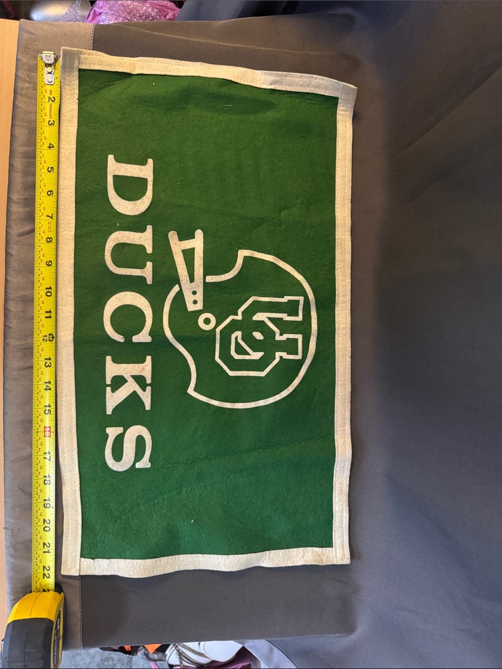 Source Unknown Green and White 'Ducks' Helmet Banner